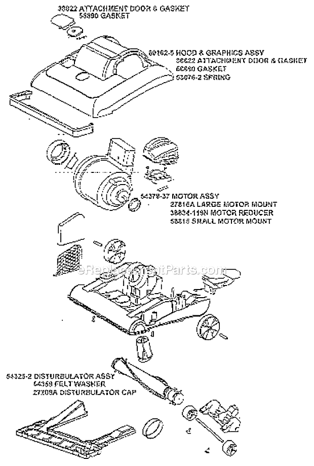 Page B Diagram and Parts List for 7609AT  Eureka Upright Vacuum