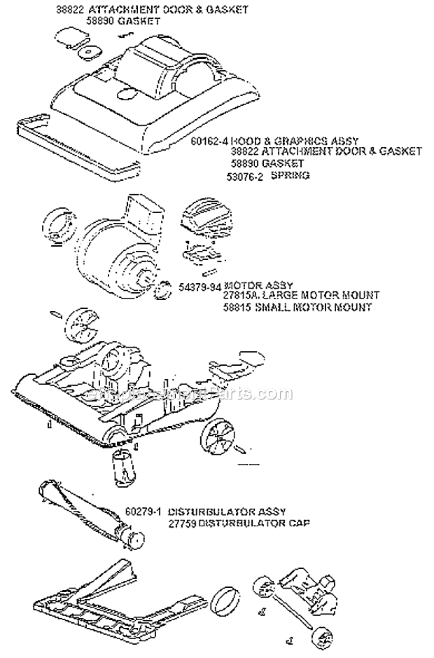 Page B Diagram and Parts List for 7611AT  Eureka Upright Vacuum