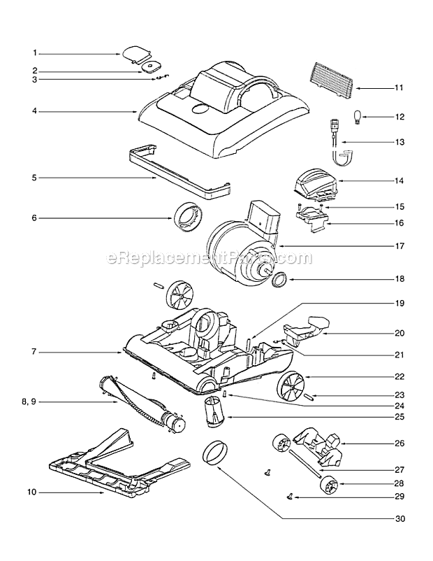 Page B Diagram and Parts List for 7618ATX  Eureka Upright Vacuum