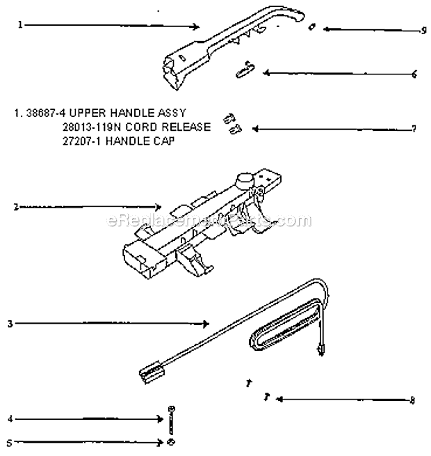 Page D Diagram and Parts List for 7618AT  Eureka Upright Vacuum