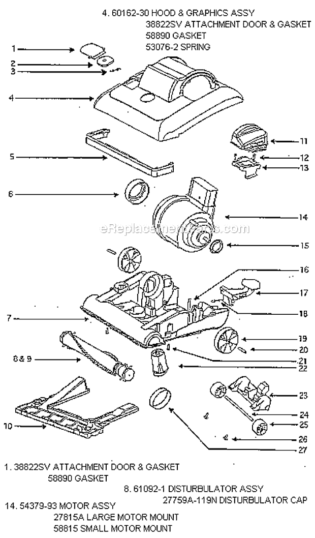 Page B Diagram and Parts List for 7619AT  Eureka Upright Vacuum