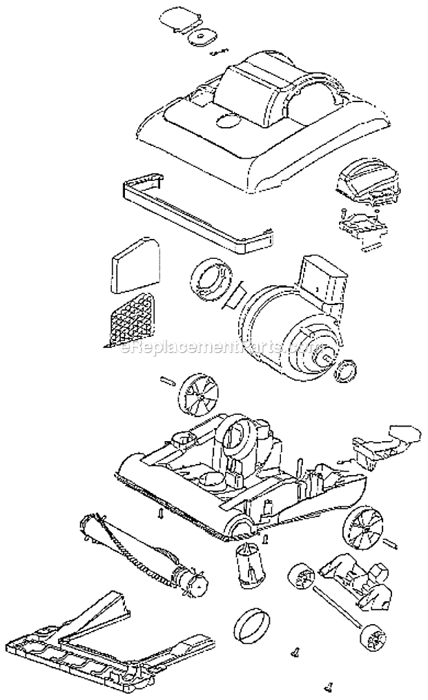 Page B Diagram and Parts List for 7625AT  Eureka Upright Vacuum