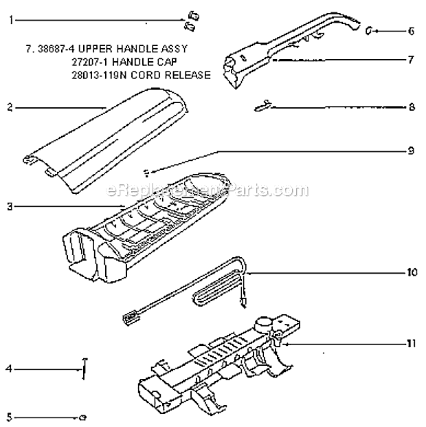 Page D Diagram and Parts List for 7671AT  Eureka Upright Vacuum