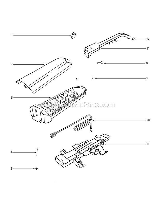 Page D Diagram and Parts List for 7672A  Eureka Upright Vacuum