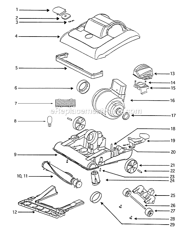 Page B Diagram and Parts List for 7673AT  Eureka Upright Vacuum