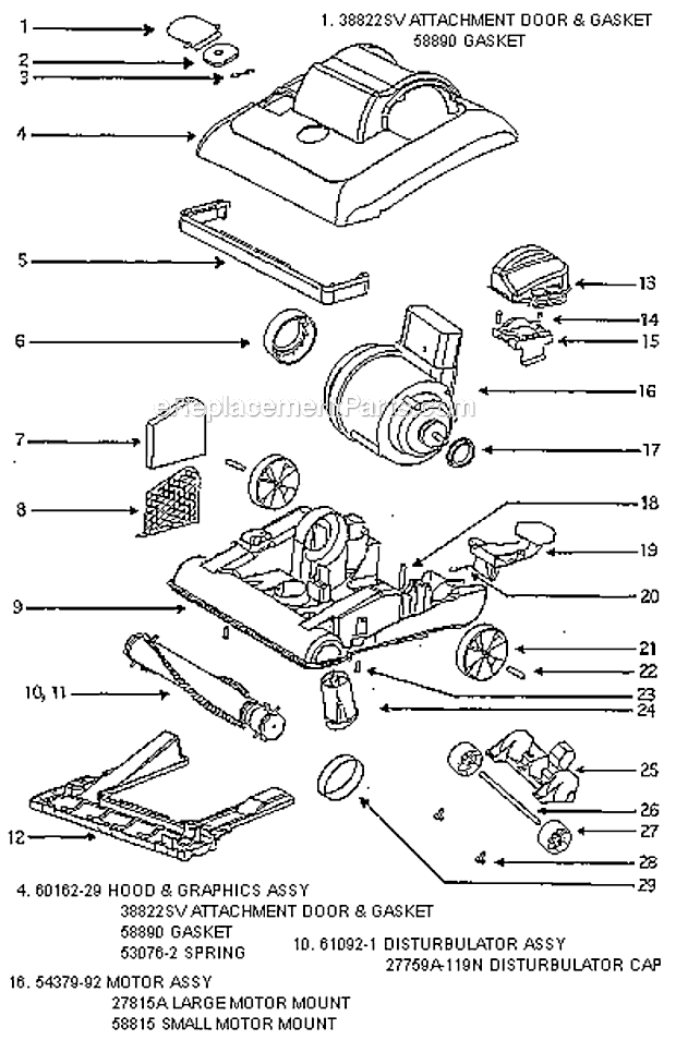 Page B Diagram and Parts List for 7676AT  Eureka Upright Vacuum