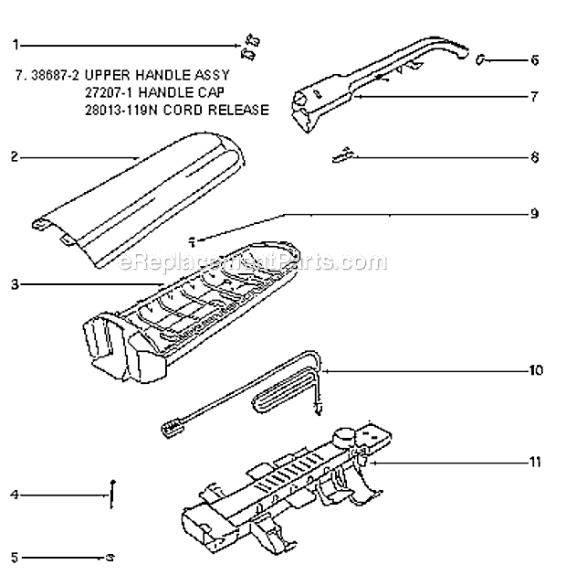 Page C Diagram and Parts List for 7676AT  Eureka Upright Vacuum