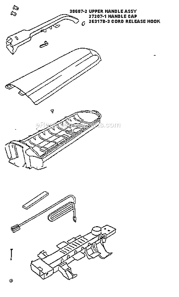 Page D Diagram and Parts List for 7677AT  Eureka Upright Vacuum