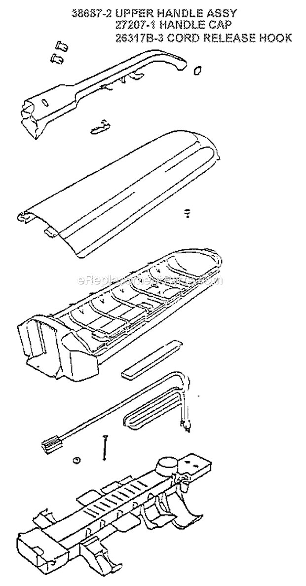 Page D Diagram and Parts List for 7677BTX  Eureka Upright Vacuum