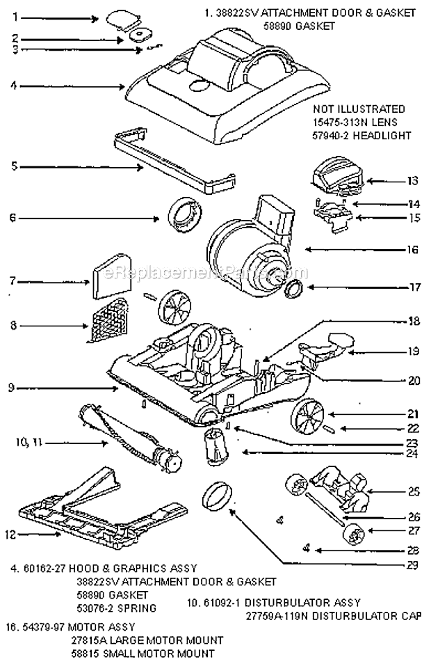 Page B Diagram and Parts List for 7679BT  Eureka Upright Vacuum