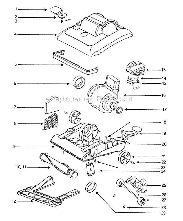 Page B Diagram and Parts List for 7685ATV  Eureka Upright Vacuum