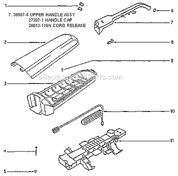 Page D Diagram and Parts List for 7685ATV  Eureka Upright Vacuum