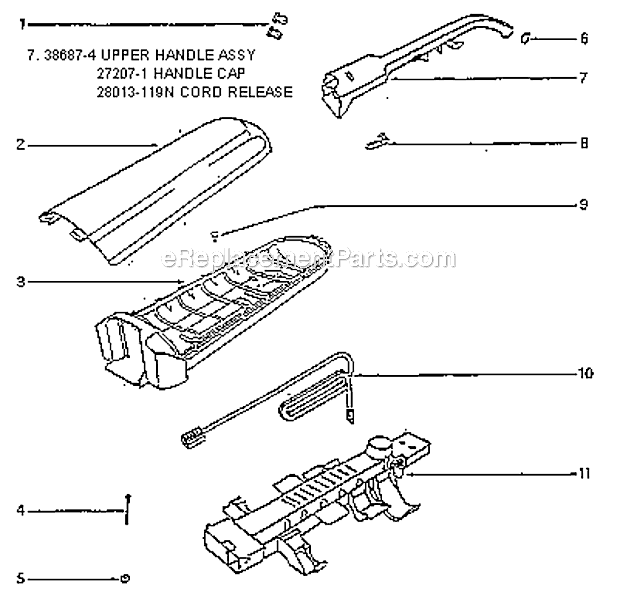 Page D Diagram and Parts List for 7686ATH  Eureka Upright Vacuum