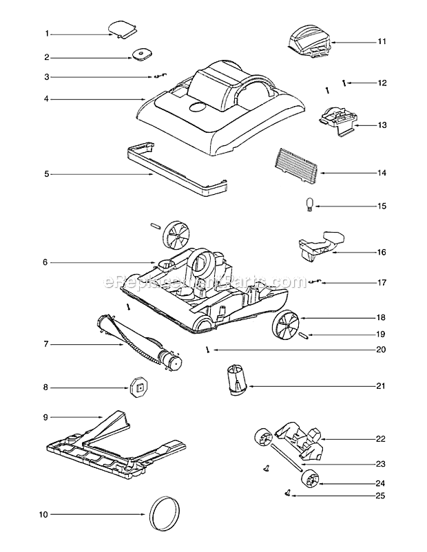 Page B Diagram and Parts List for 7687A  Eureka Upright Vacuum