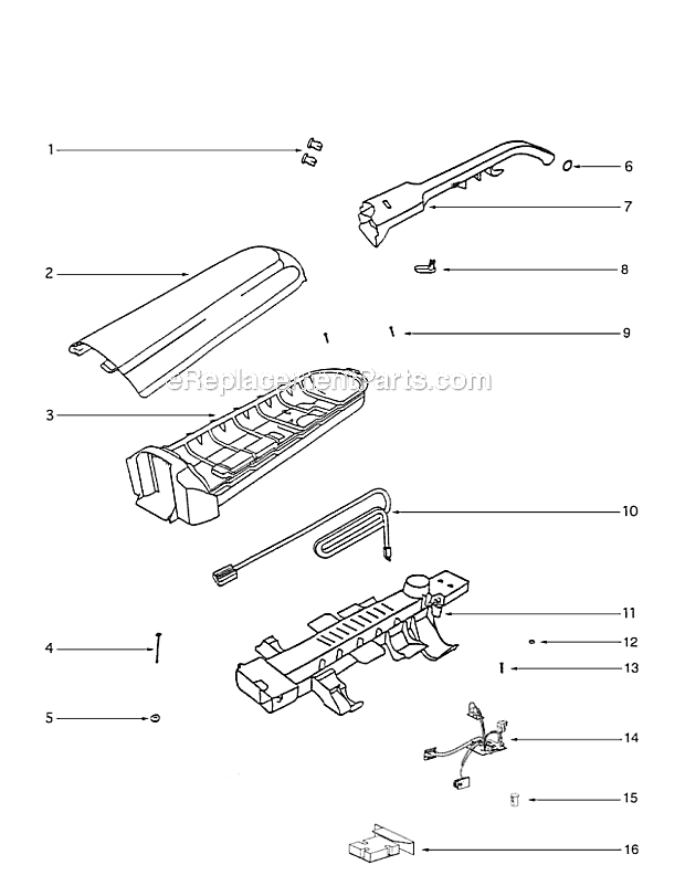 Page D Diagram and Parts List for 7687A  Eureka Upright Vacuum