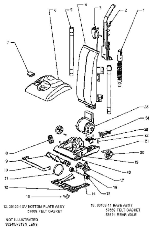 Page A Diagram and Parts List for 7765AT  Eureka Upright Vacuum