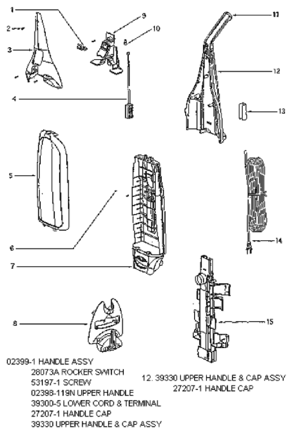 Page B Diagram and Parts List for 7771AT  Eureka Upright Vacuum