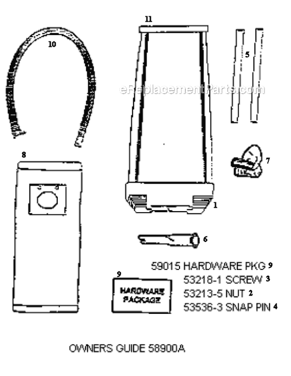 Page D Diagram and Parts List for 7821AT  Eureka Upright Vacuum