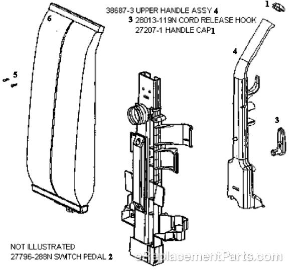 Page B Diagram and Parts List for 7822ATS  Eureka Upright Vacuum