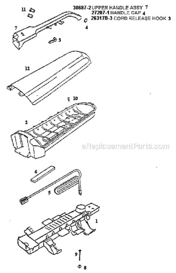 Page C Diagram and Parts List for 7890AT  Eureka Upright Vacuum