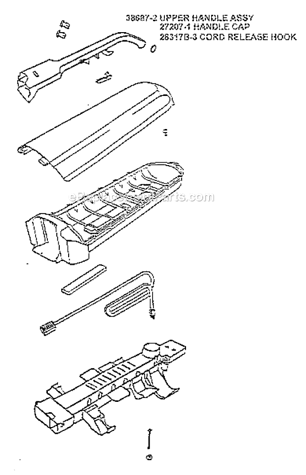 Page D Diagram and Parts List for 7892AT  Eureka Upright Vacuum