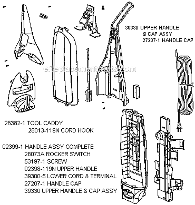 Page C Diagram and Parts List for 7975AT  Eureka Upright Vacuum