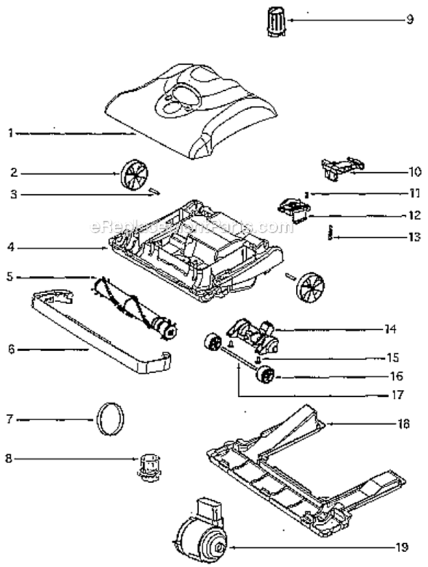 Page B Diagram and Parts List for 7977AT  Eureka Upright Vacuum