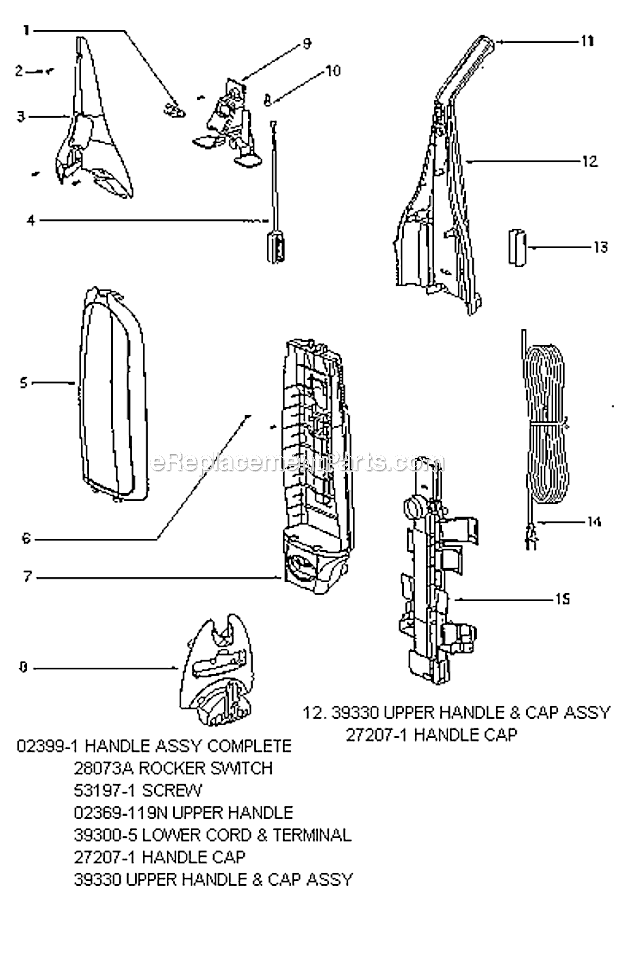 Page C Diagram and Parts List for 7977AT  Eureka Upright Vacuum