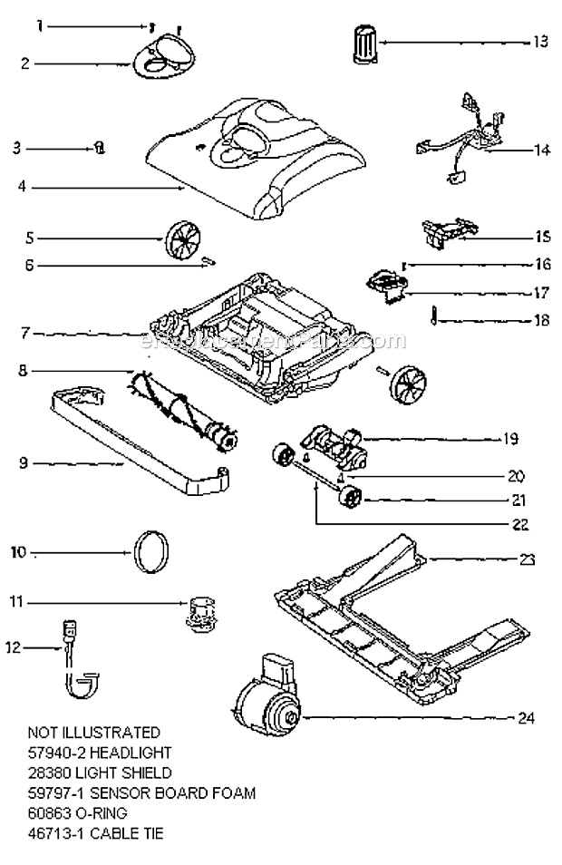 Page B Diagram and Parts List for 7980AT  Eureka Upright Vacuum
