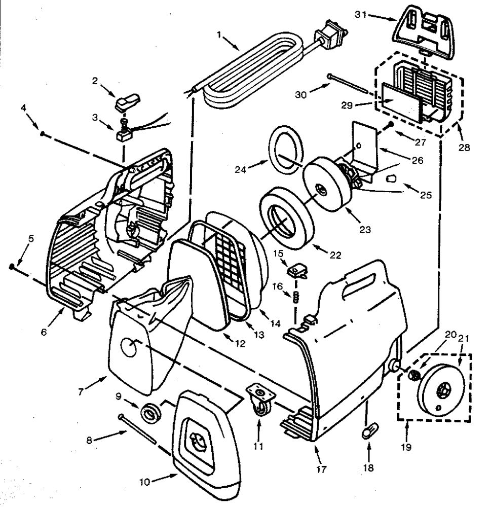 Vacuum Cleaner Parts Diagram and Parts List for 3120  Eureka Canister Vacuum