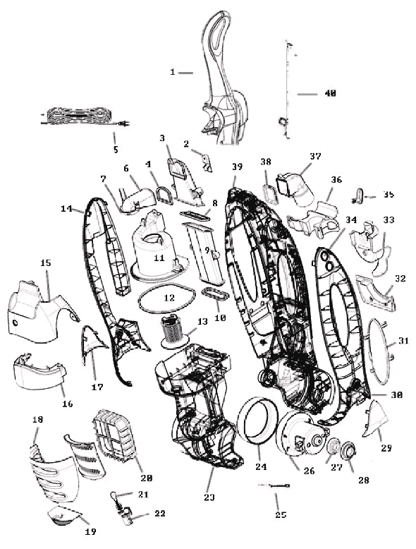 Page D Diagram and Parts List for 8851AVZ-1  Eureka Upright Vacuum