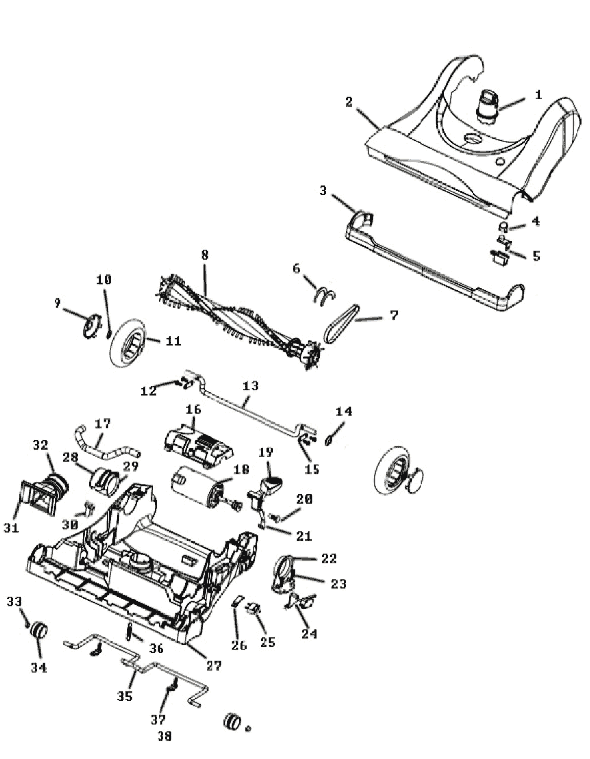 Page C Diagram and Parts List for 8852AVZ-1  Eureka Upright Vacuum