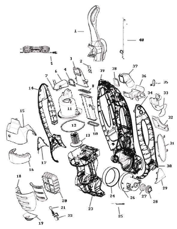 Page D Diagram and Parts List for 8852AVZ-1  Eureka Upright Vacuum