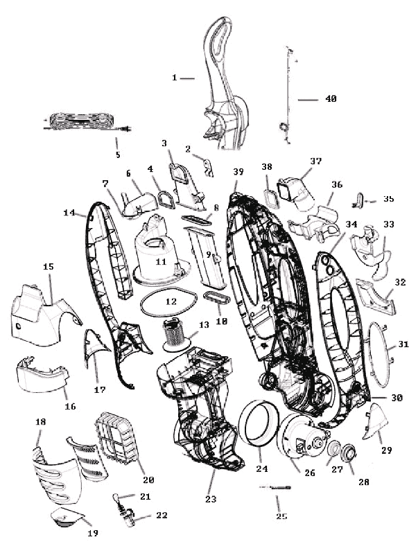 Page D Diagram and Parts List for 8852DVZ-1  Eureka Upright Vacuum