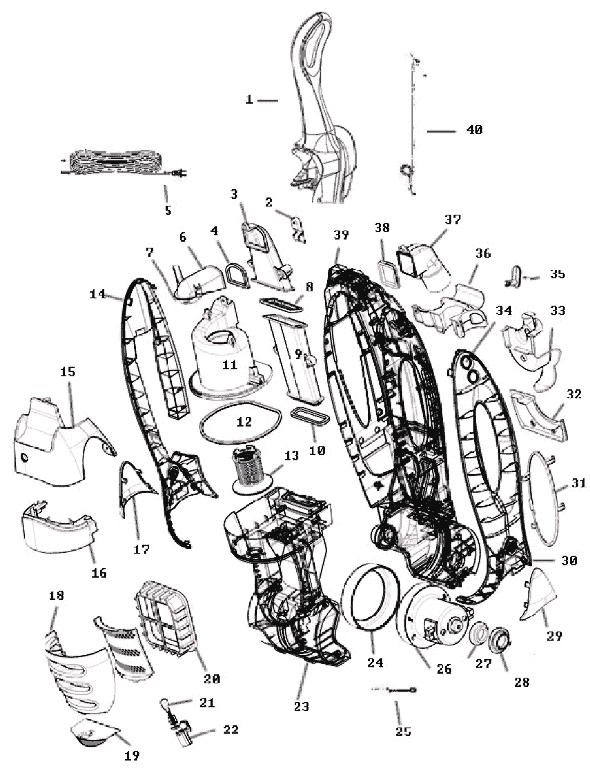 Page D Diagram and Parts List for 8853AVZ  Eureka Upright Vacuum