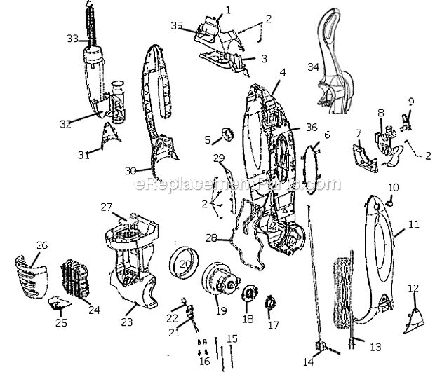 Page D Diagram and Parts List for 8873AZ  Eureka Upright Vacuum