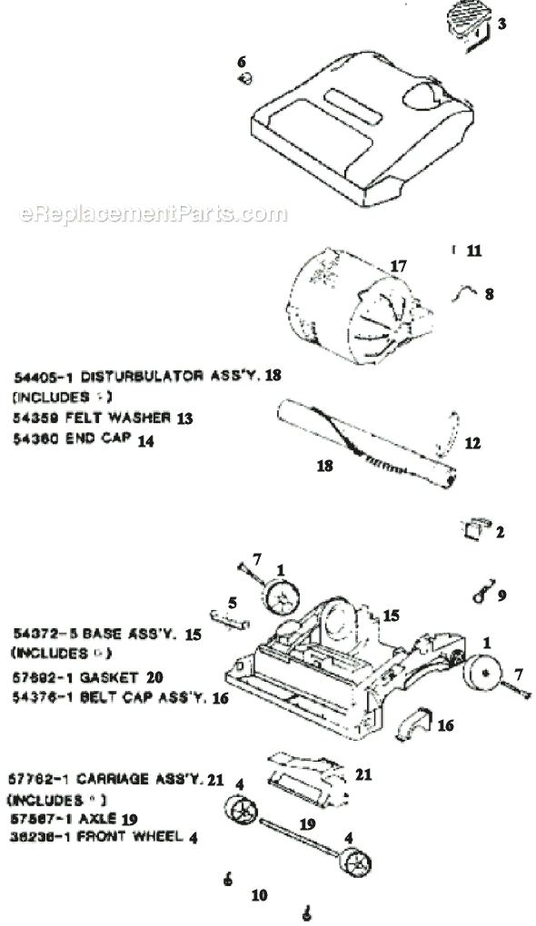 Page A Diagram and Parts List for 9002AM  Eureka Upright Vacuum