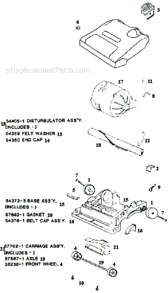 Page B Diagram and Parts List for 9002A  Eureka Upright Vacuum