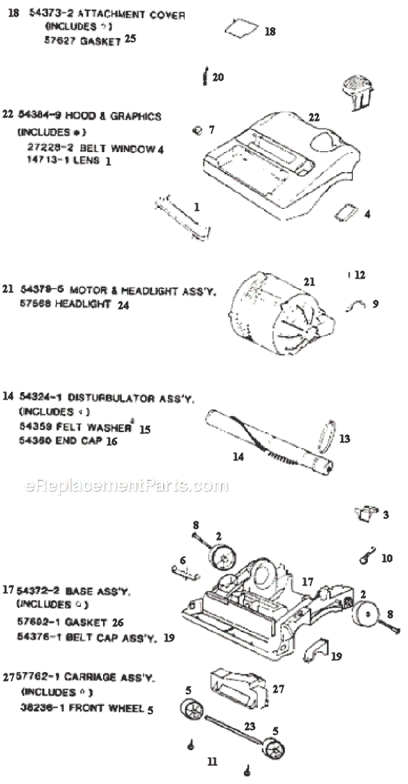 Page B Diagram and Parts List for 9201BT  Eureka Upright Vacuum
