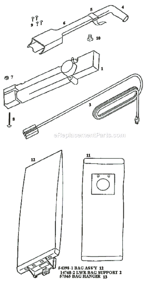 Page D Diagram and Parts List for 9201DT  Eureka Upright Vacuum