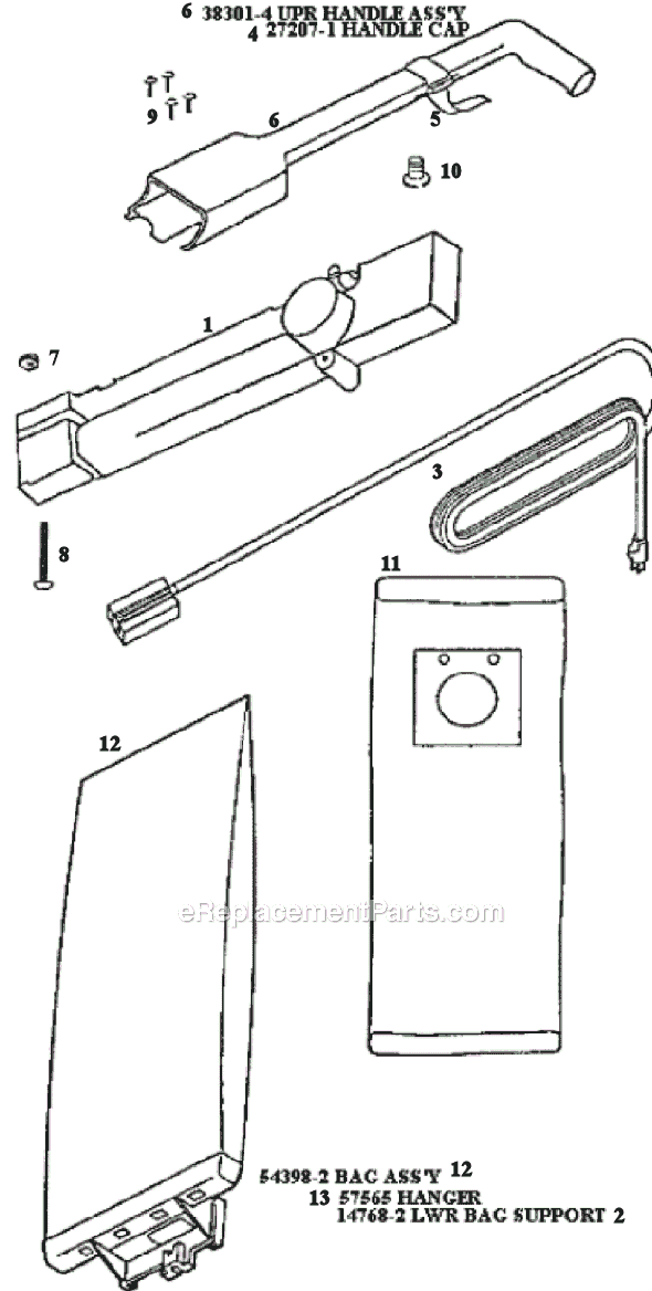 Page D Diagram and Parts List for 9202DT  Eureka Upright Vacuum
