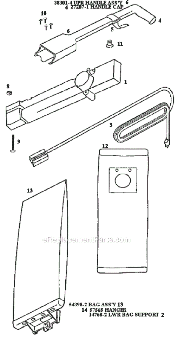 Page D Diagram and Parts List for 9202ET  Eureka Upright Vacuum