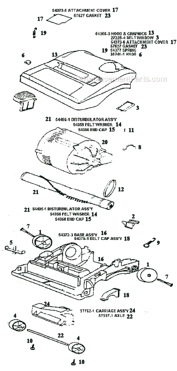 Page D Diagram and Parts List for 9205AT  Eureka Upright Vacuum