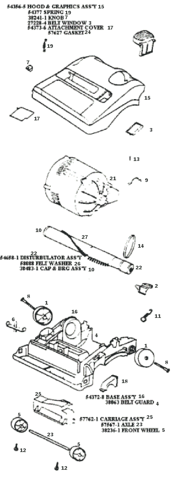 Page B Diagram and Parts List for 9205BT  Eureka Upright Vacuum