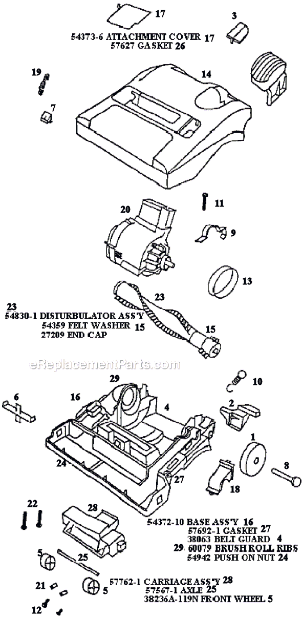 Page B Diagram and Parts List for 9205DT  Eureka Upright Vacuum