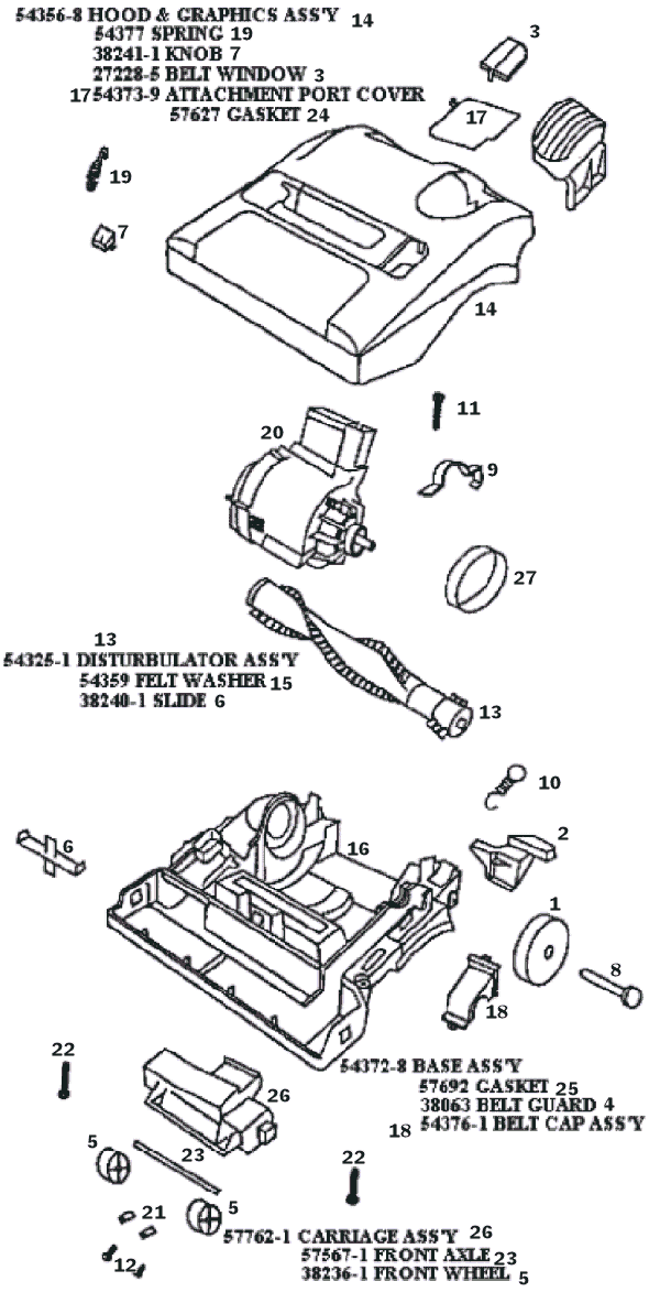 Page B Diagram and Parts List for 9206AT  Eureka Upright Vacuum