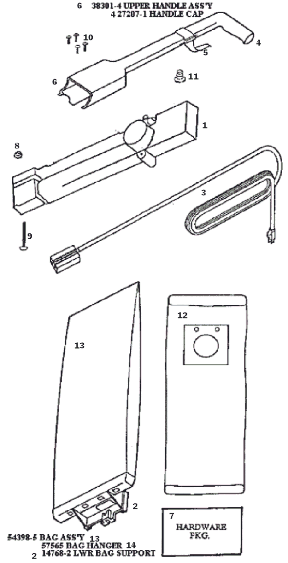 Page D Diagram and Parts List for 9206AT  Eureka Upright Vacuum