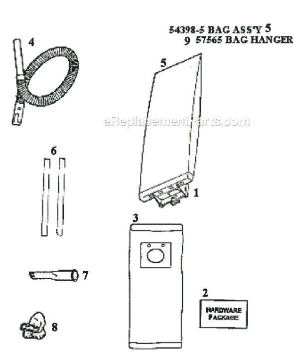 Page A Diagram and Parts List for 9206BTV  Eureka Upright Vacuum