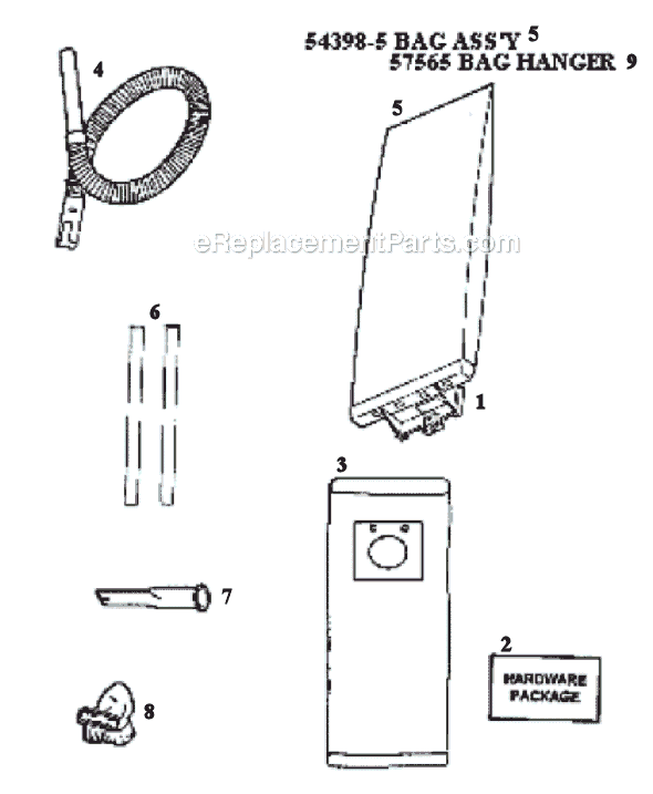 Page A Diagram and Parts List for 9206BT  Eureka Upright Vacuum