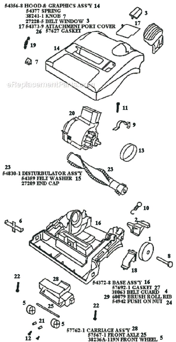 Page B Diagram and Parts List for 9206BT  Eureka Upright Vacuum